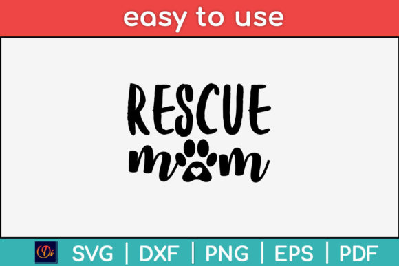 Cat Dog Rescue Mom Paw Print Heart Svg for Crafts and Graphics