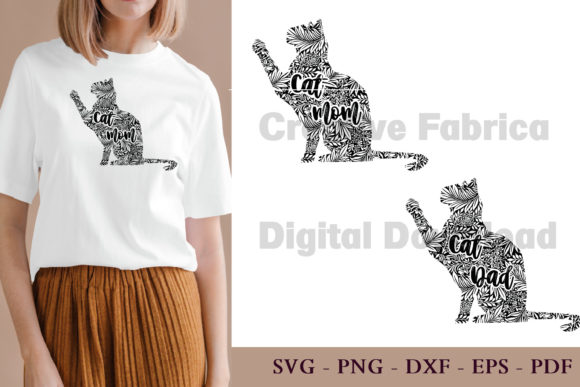 Cat Mom and Cat Dad SVG for Crafts and Graphics