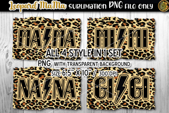 Leopard MAMA 4 Designs in 1 Sublimation for Crafts and Graphics
