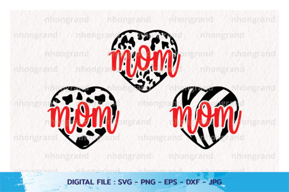 Love Mom with Heart Pattern Svg for Crafts and Graphics