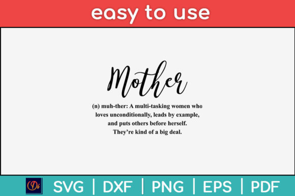 Mom Definition Mother's Day SVG File for Crafts and Graphics