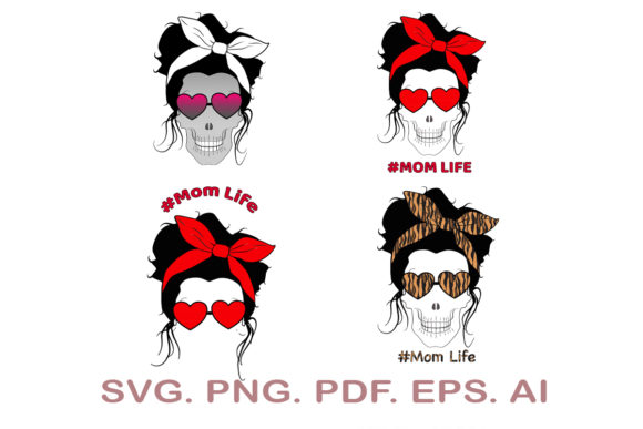 Mom Life Skull Bundle for Crafts and Graphics